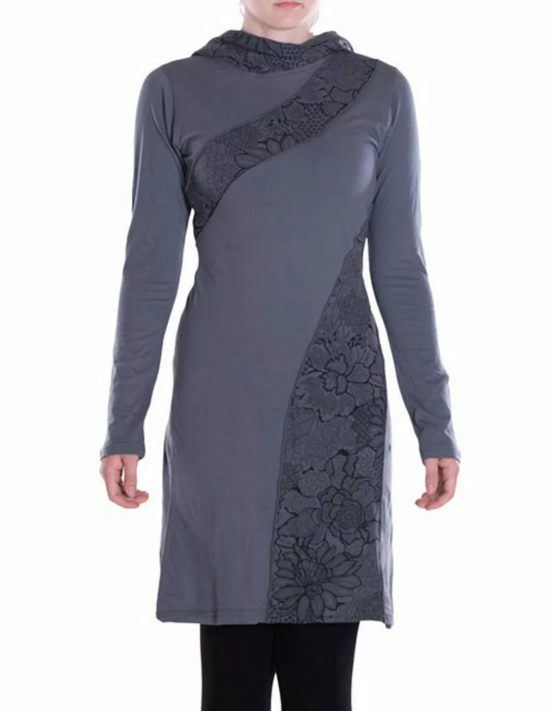 Vishes Tunikakleid Damen Spitzen-Kleid Blumen-kleid Lang-arm Rundhals Kapuz günstig online kaufen