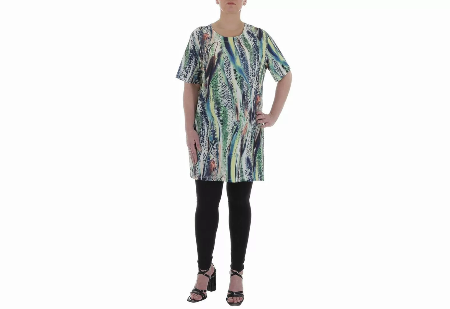 Ital-Design Tunikashirt Damen Freizeit Animal Print Top & Shirt in Grün günstig online kaufen