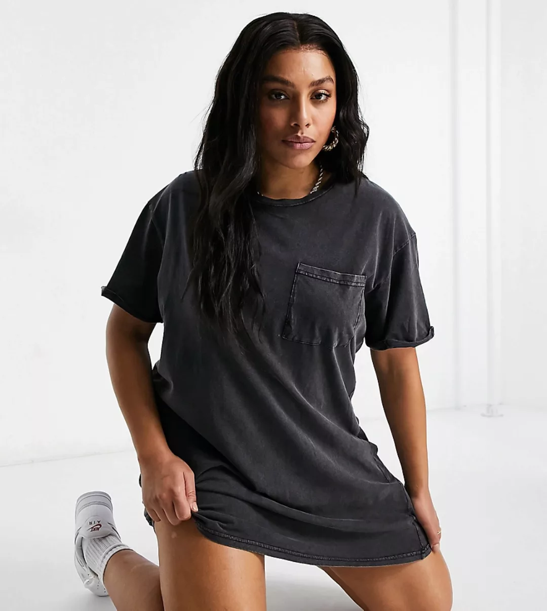 Brave Soul Plus – Vera – T-Shirt-Kleid in Schwarz günstig online kaufen