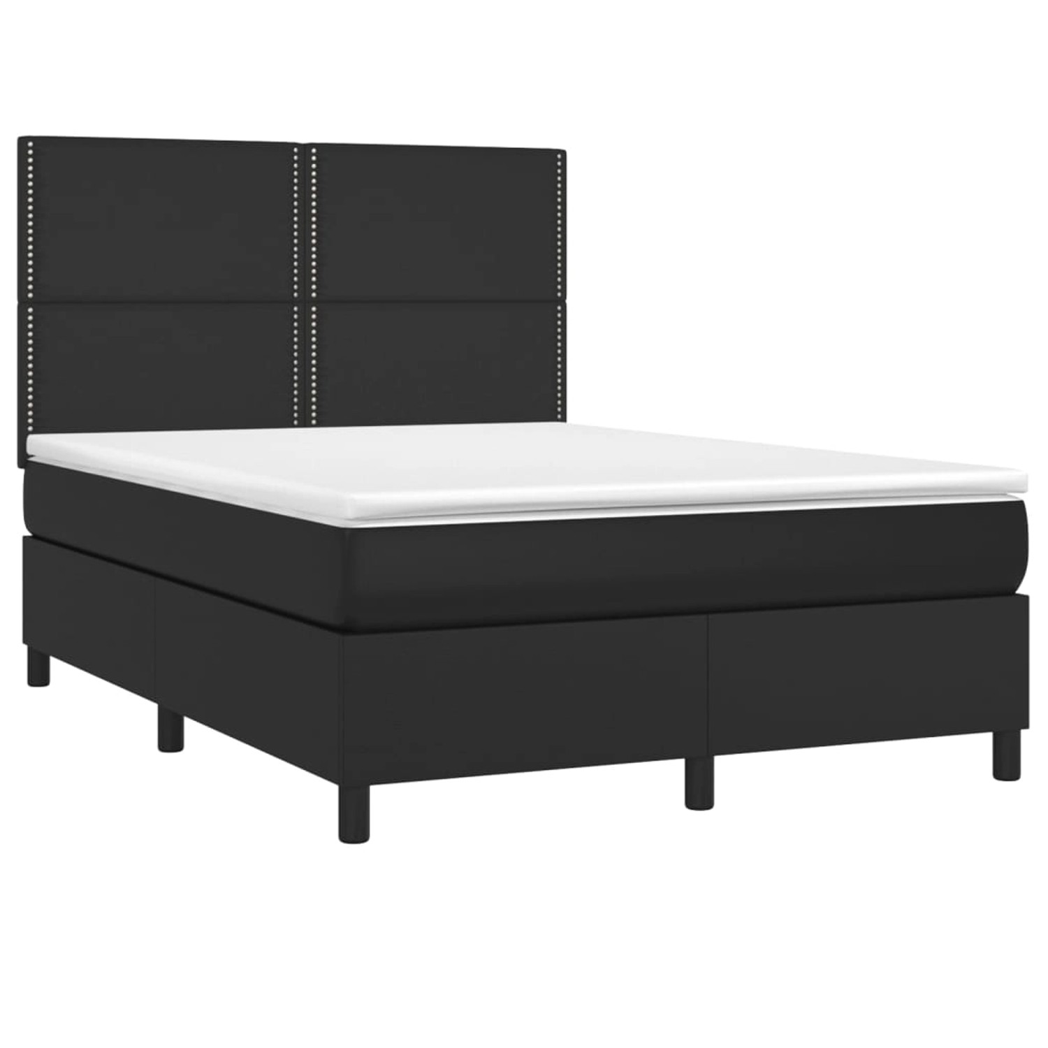 vidaXL Boxspringbett mit Matratze & LED Schwarz 140x190 cm Kunstleder146775 günstig online kaufen