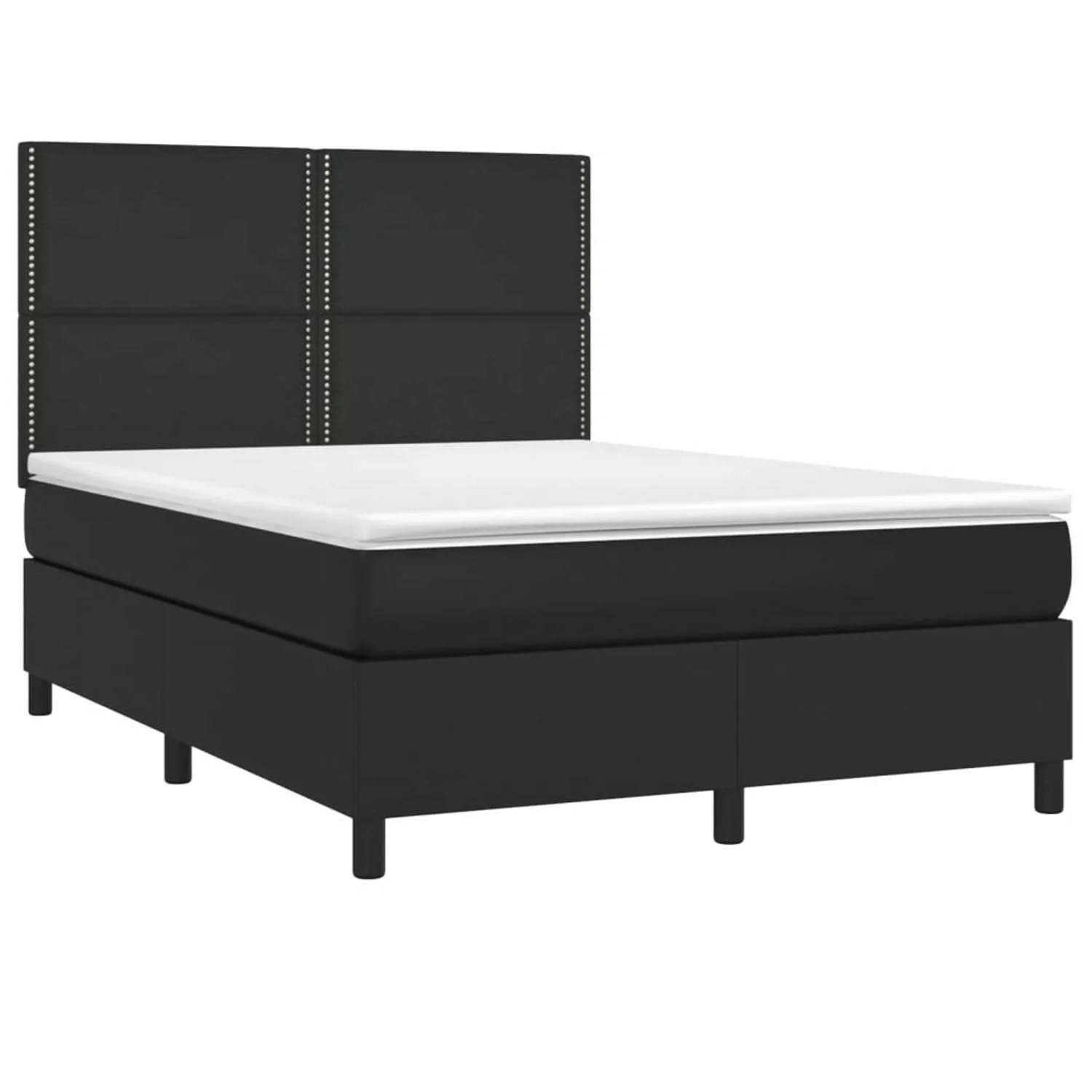 vidaXL Boxspringbett, Boxbett mit Matratze & LED Schwarz 140x190 cm Kunstle günstig online kaufen