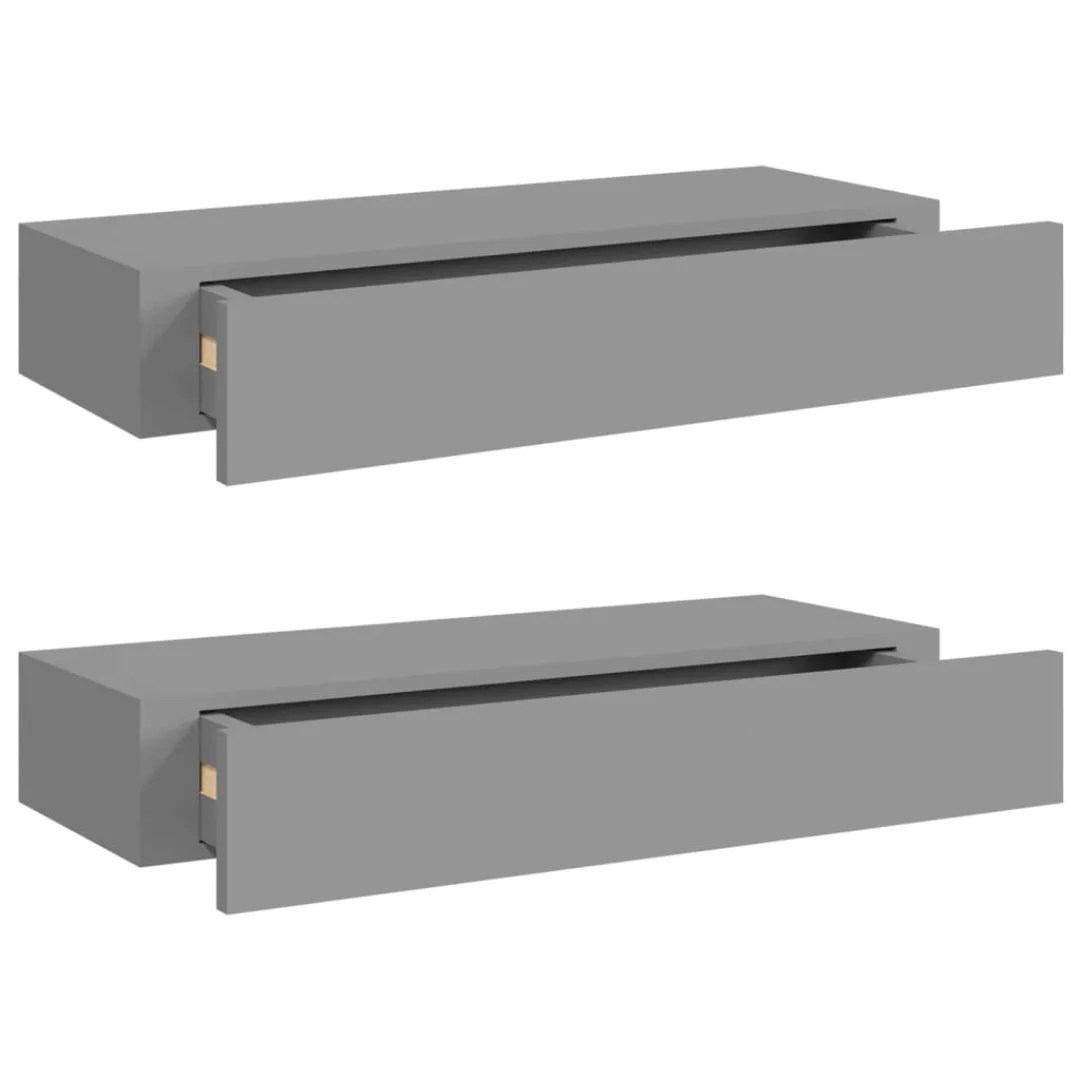 Wand-schubladenregale 2 Stk. Grau 60x23,5x10 Cm Mdf günstig online kaufen