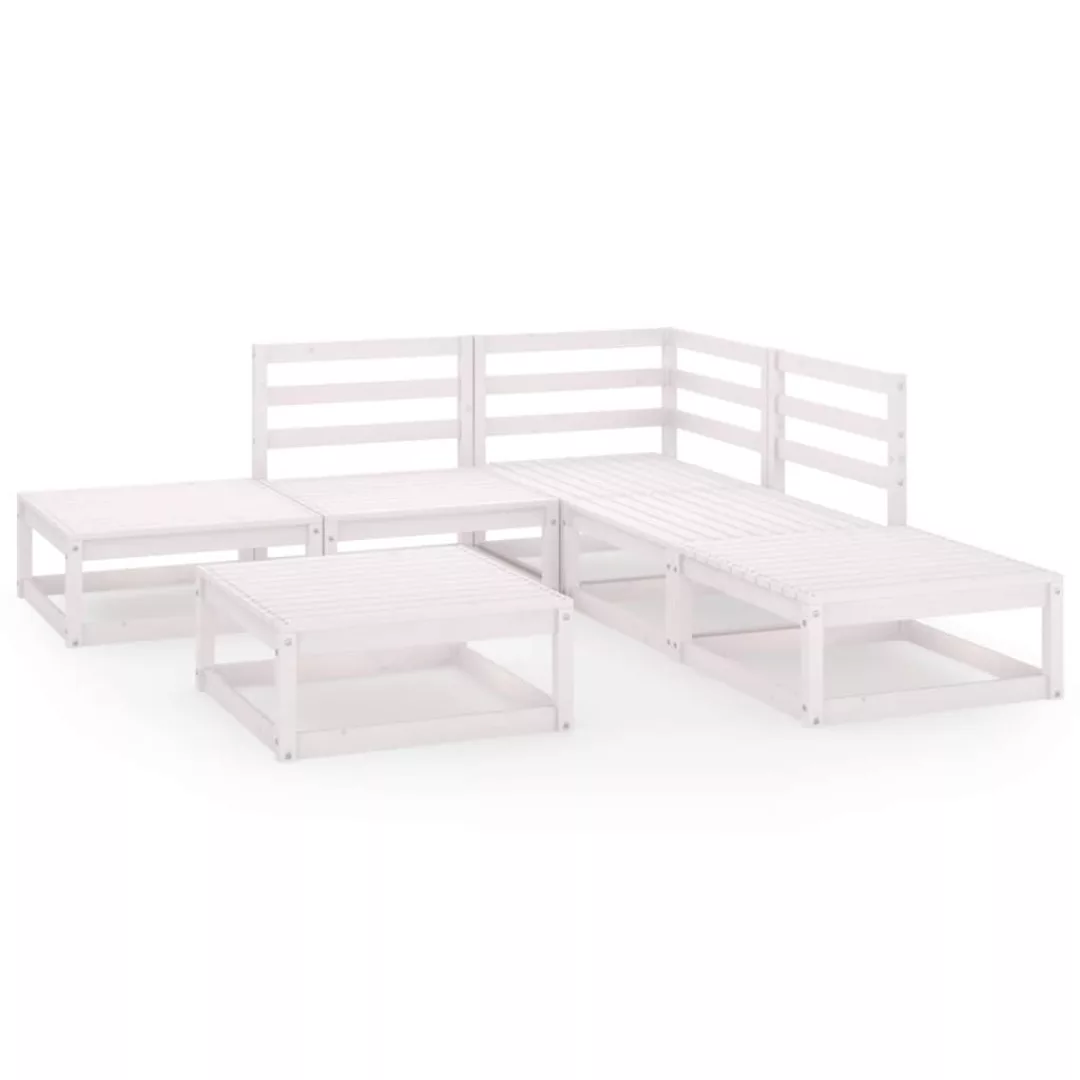 6-tlg. Garten-lounge-set Weiß Kiefer Massivholz günstig online kaufen