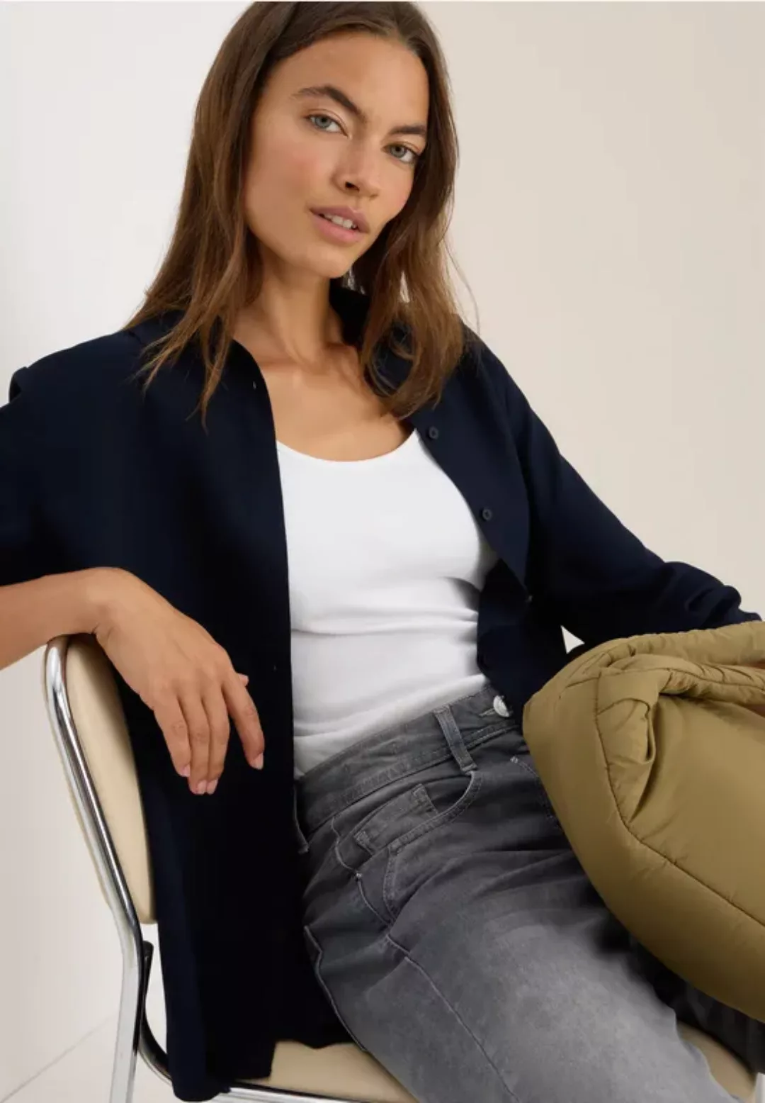 Hemdbluse in Unifarbe günstig online kaufen