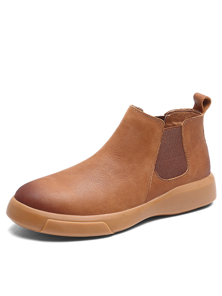 Herren Echtes Leder Rutschfeste Elastische Einsätze Slip-ons Casual Knöchel günstig online kaufen