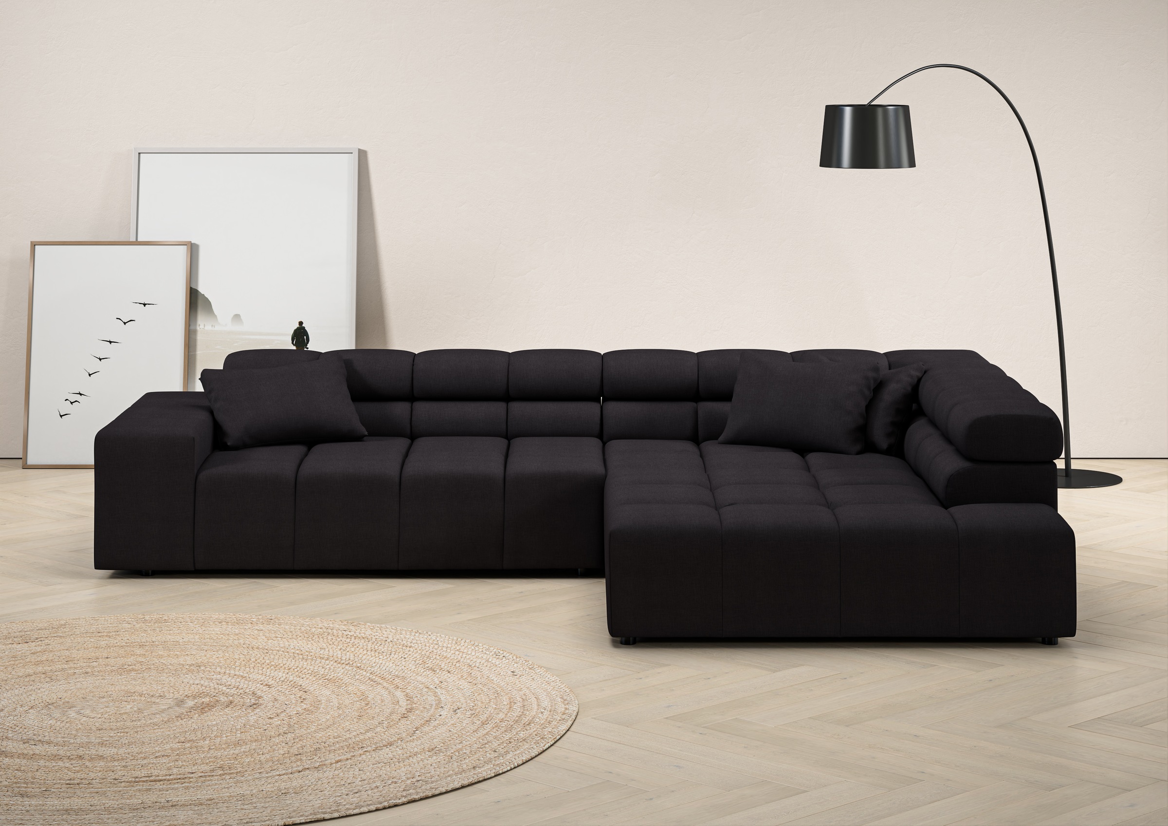 INOSIGN Ecksofa Ancona incl. Kopfteilverstellung, Zierkissen Breite 319cm, günstig online kaufen