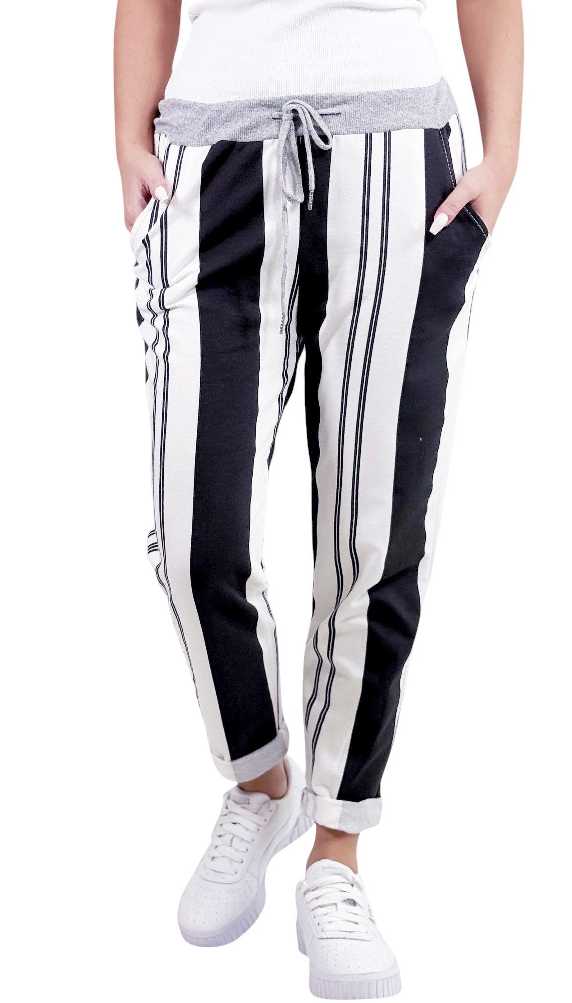 Mississhop Chinohose Damen Hose Blumen Jogginghose günstig online kaufen