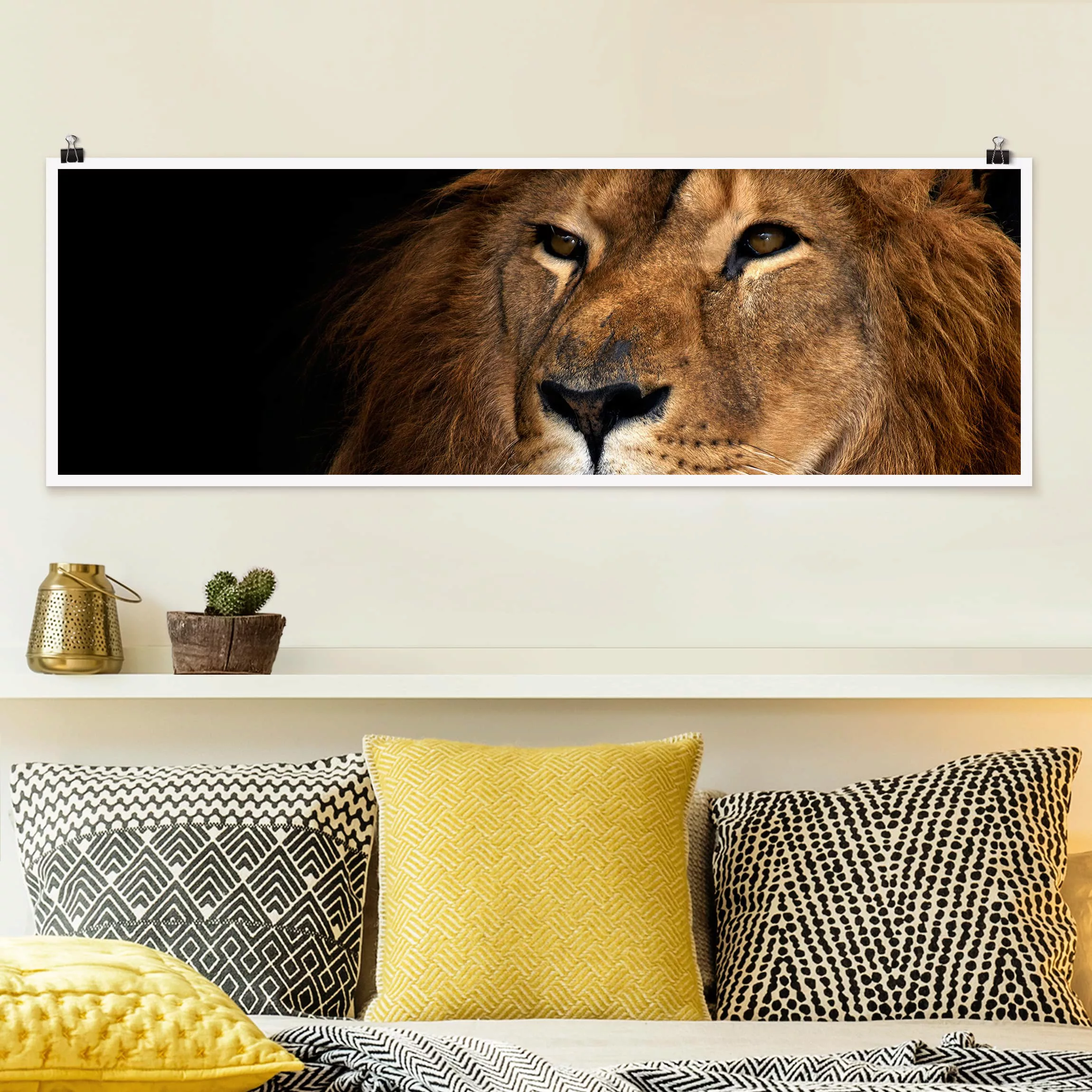 Panorama Poster Tiere Löwenblick günstig online kaufen