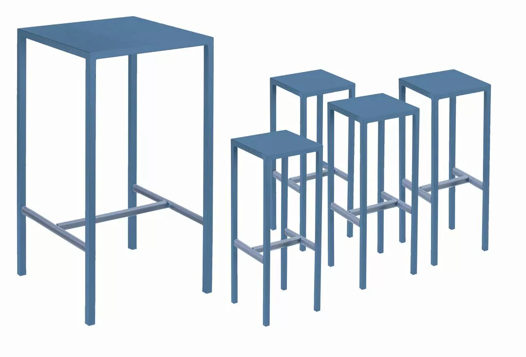 Set Bartisch mit 4 Barhockern Seaside blau günstig online kaufen