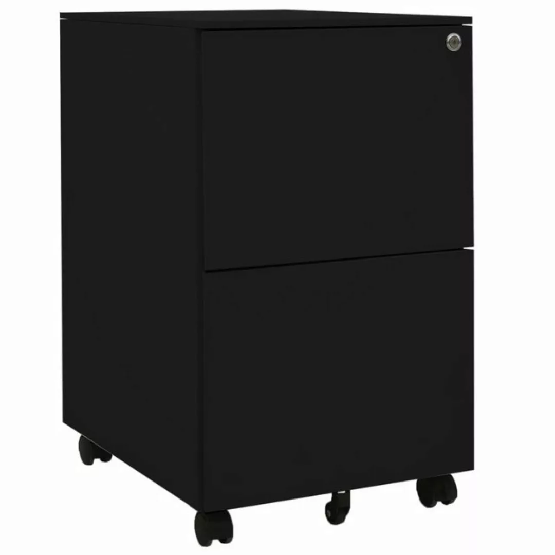 furnicato Aktenschrank mit Rollen Schwarz 39x45x67 cm Stahl (1-St) günstig online kaufen