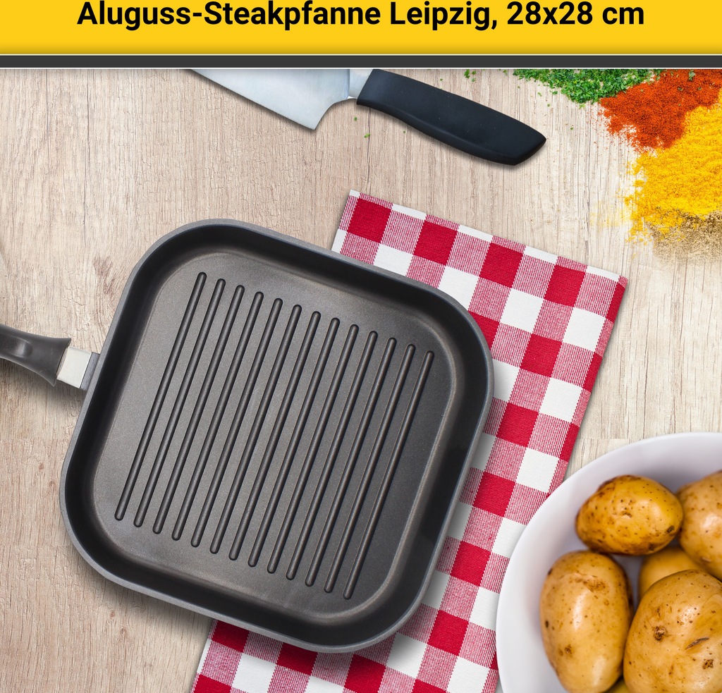 Krüger Steakpfanne »Aluguss Grill-/ Steakpfanne LEIPZIG, 28 x 28 cm«, Alumi günstig online kaufen