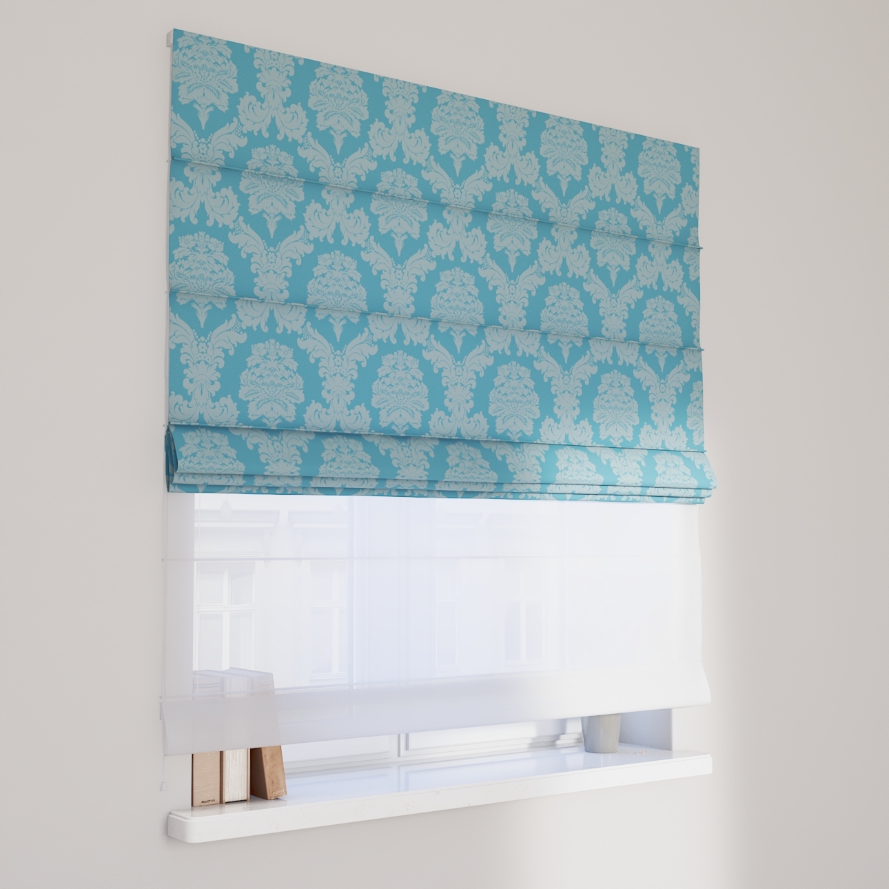 Dekoria Doppelraffrollo Duo, blau, 120 x 150 cm günstig online kaufen