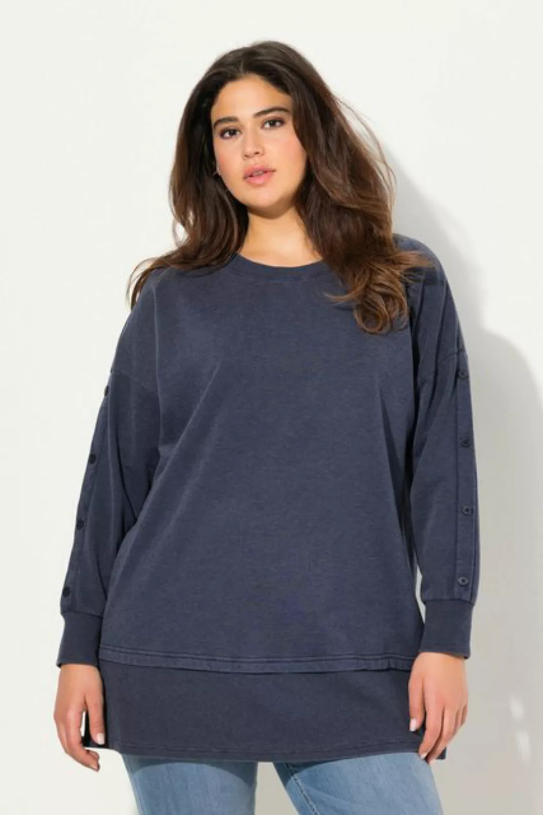 Ulla Popken Sweatshirt Sweatshirt Lagenoptik Oversized Rundhals Langarm günstig online kaufen