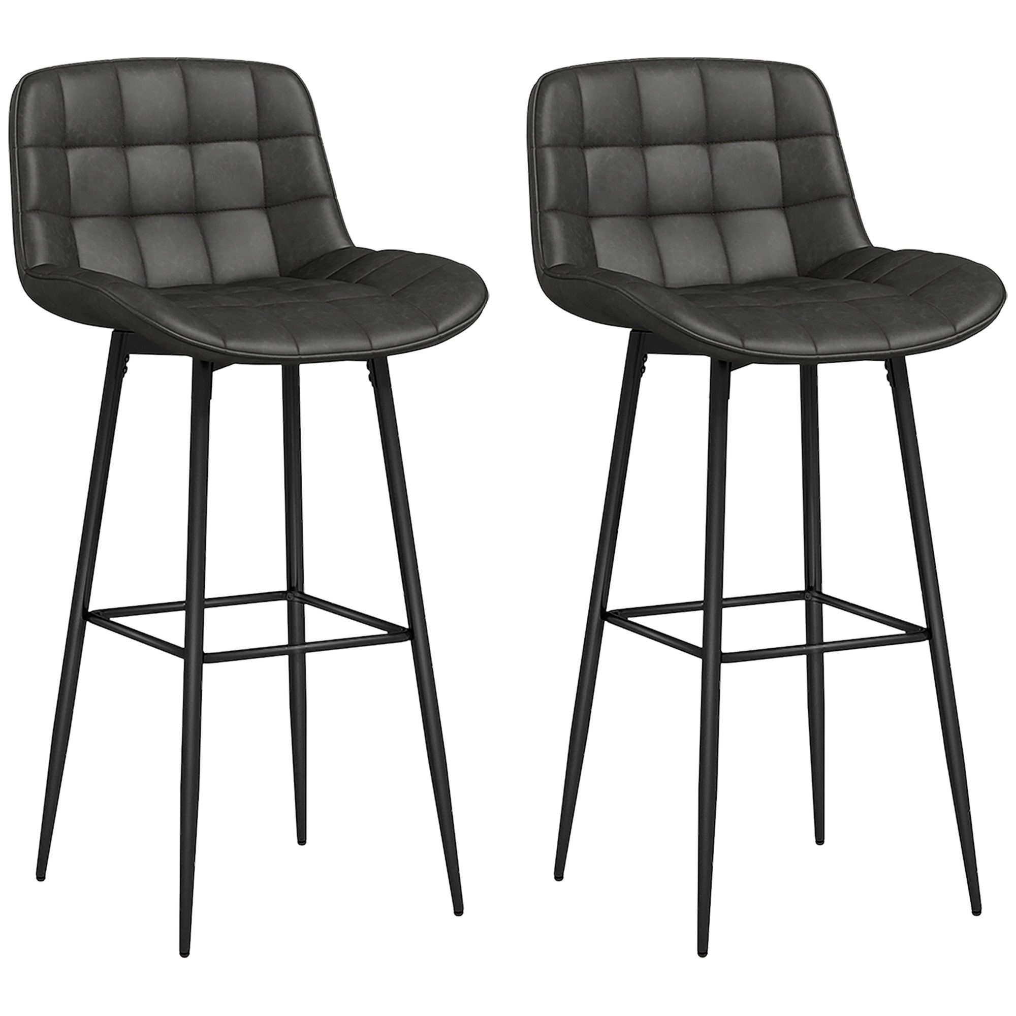 HOMCOM Barhocker 2er-Set, mit Fußstütze, Rückenlehne günstig online kaufen