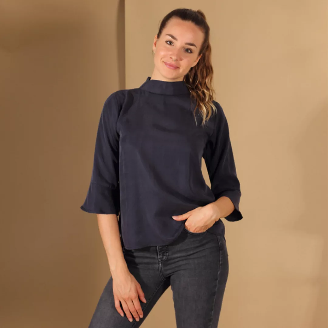 Bluse/top Aus Tencel In Blau, Senfgelb Oder Rost, günstig online kaufen