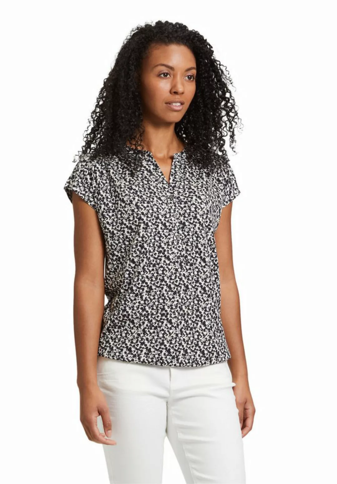 Betty&Co Kurzarmshirt Betty & Co Blusenshirt mit Knopfleiste (1-tlg) Druck günstig online kaufen