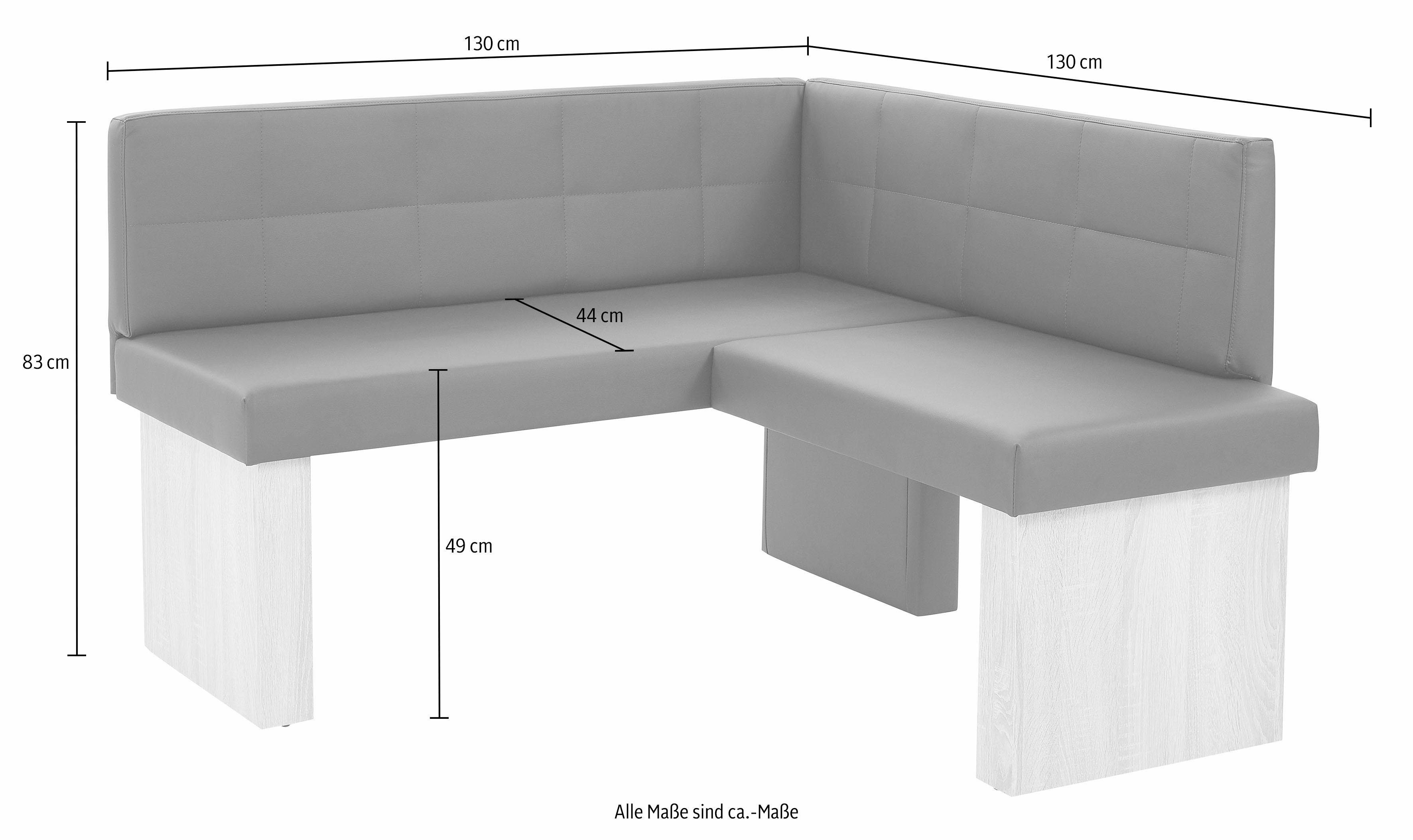 massivline&more Eckbank "Anna 2", Schenkel gleichschenkelig 130 cm günstig online kaufen