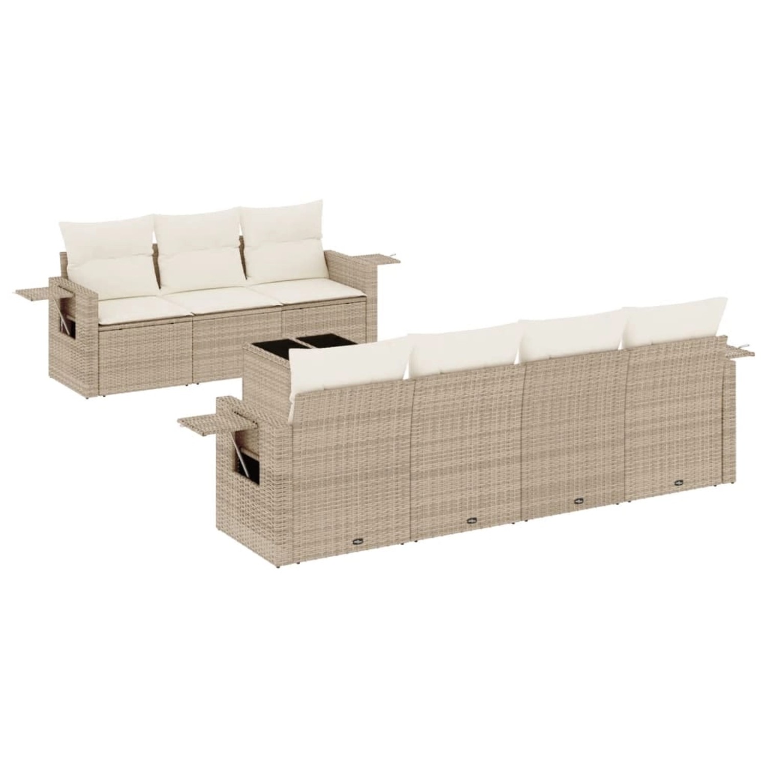 vidaXL 8-Tlg Garten-Sofagarnitur mit Kissen Beige Poly Rattan 3219927 günstig online kaufen