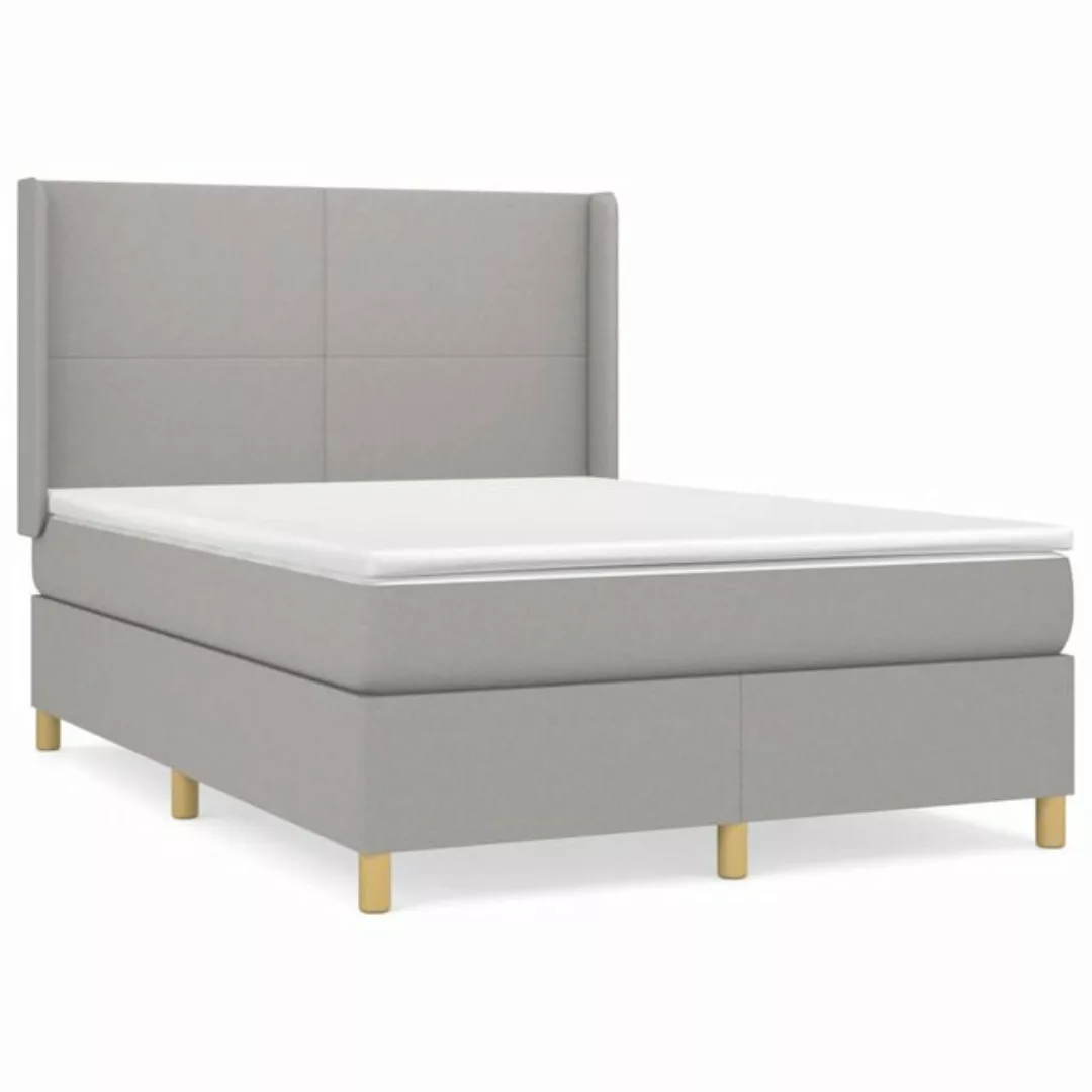 vidaXL Boxspringbett Boxspringbett mit Matratze Hellgrau 140x190 cm Stoff B günstig online kaufen