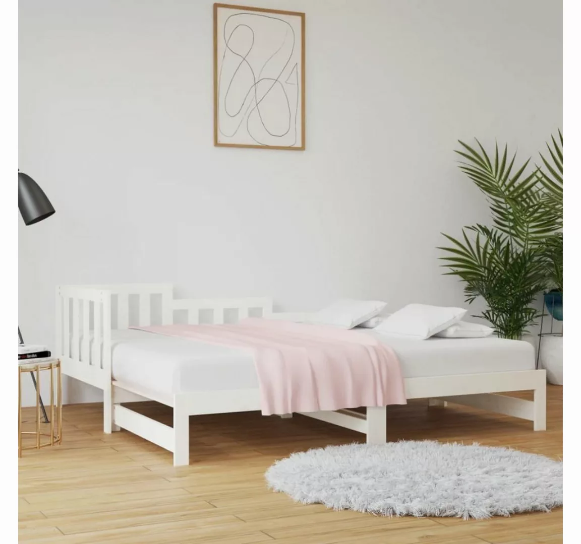 vidaXL Bettgestell Tagesbett Gästebett Ausziehbar Weiß 2x90x190 cm Massivho günstig online kaufen