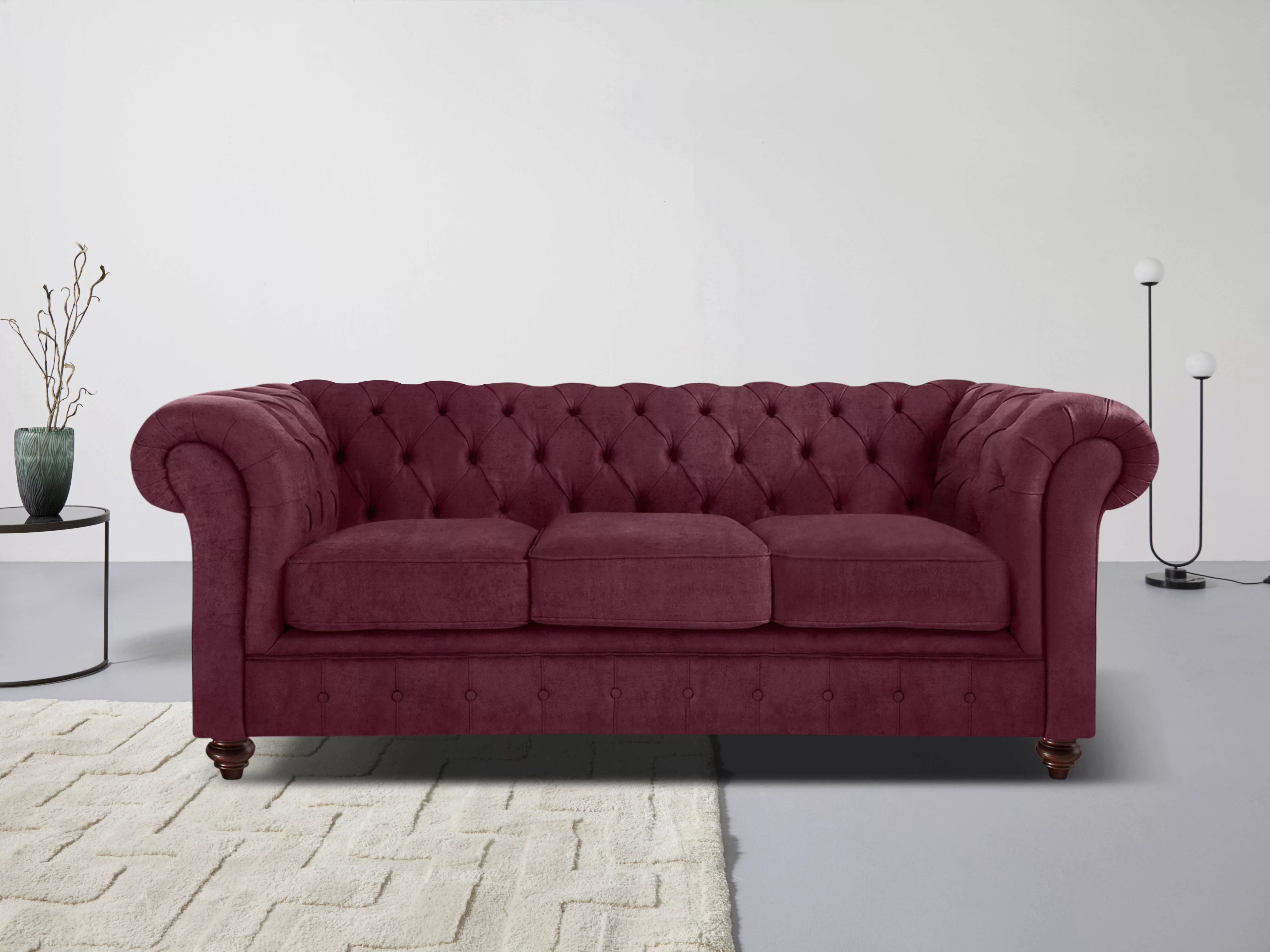 Home affaire Chesterfield-Sofa Chesterfield 3-Sitzer B/T/H: 198/89/74 cm, m günstig online kaufen