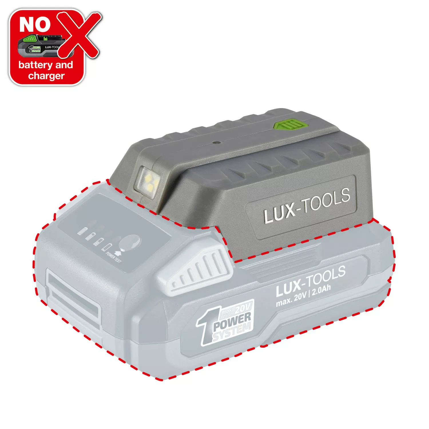 LUX-USB-Akkuadapter 20 V mit Taschenlampe günstig online kaufen
