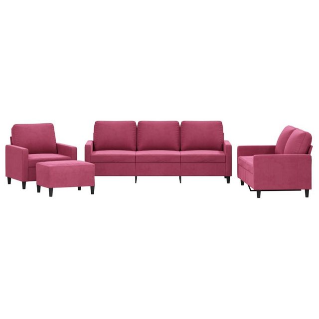 vidaXL Sofa 4-tlg. Sofagarnitur mit Kissen Weinrot Samt günstig online kaufen