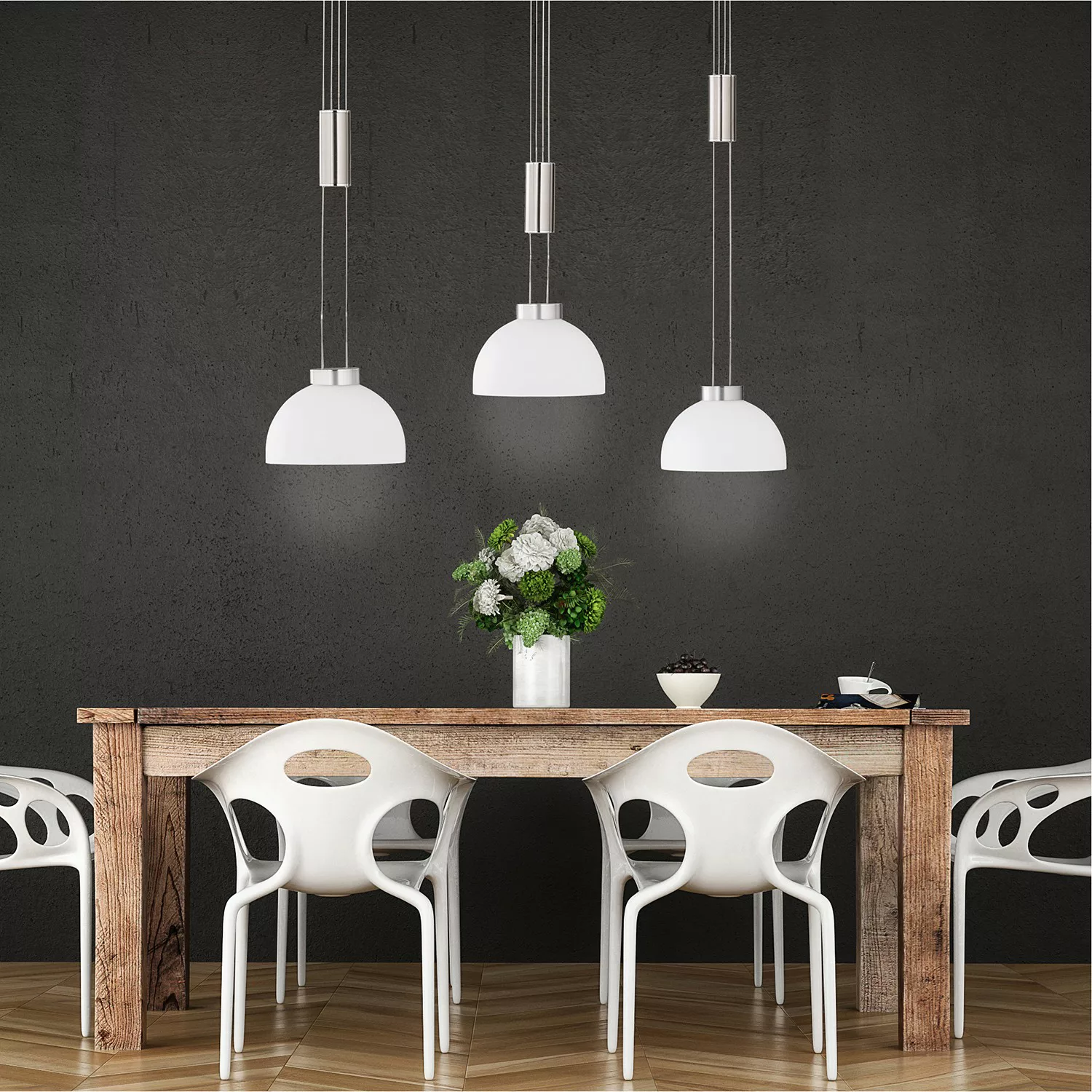 Fischer & Honsel LED-Pendelleuchte Avignon 3x 9 W Weiß-Nickel 2900 lm günstig online kaufen