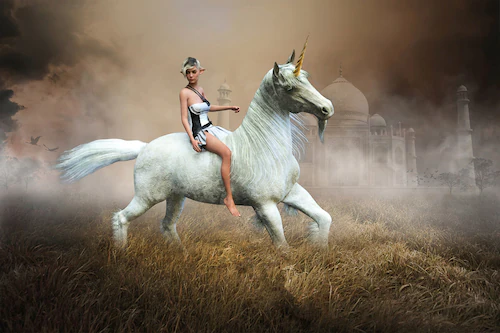 Papermoon Fototapete »Einhorn Fantasy Elf« günstig online kaufen