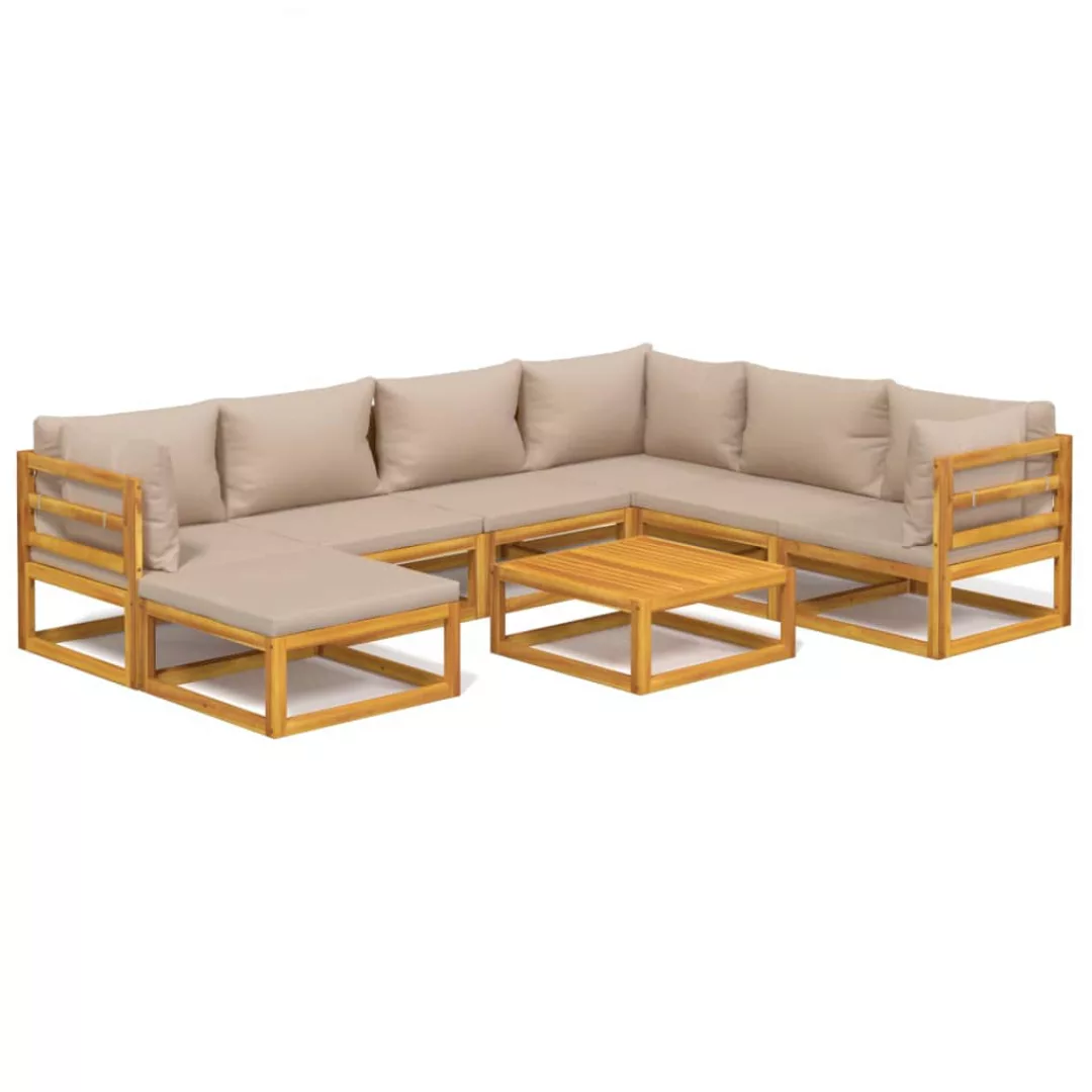 Vidaxl 8-tlg. Garten-lounge-set Mit Taupe Kissen Massivholz günstig online kaufen