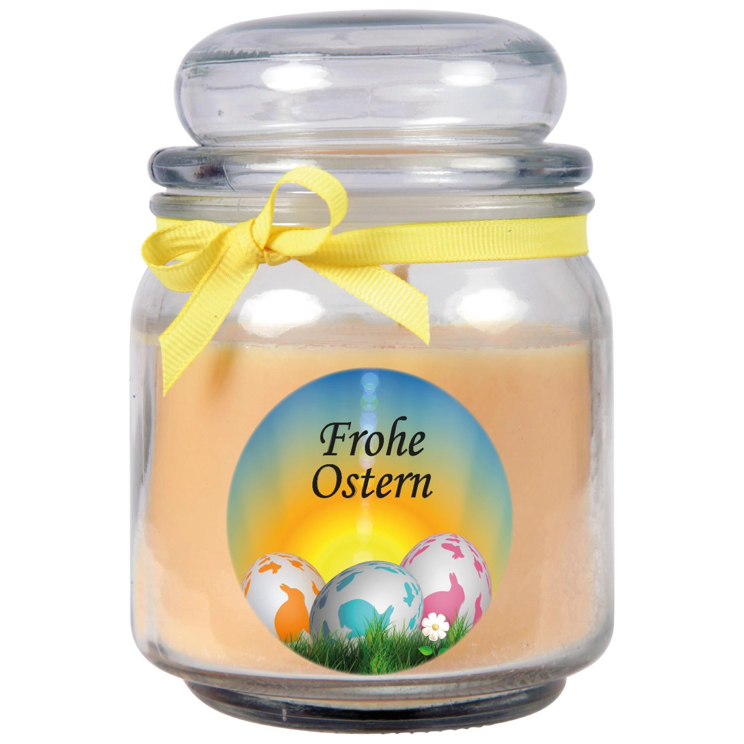 HS Candle Duftkerze & Glas Frohe Ostern Bonbon Ø9 cm Vanille Ostereier günstig online kaufen