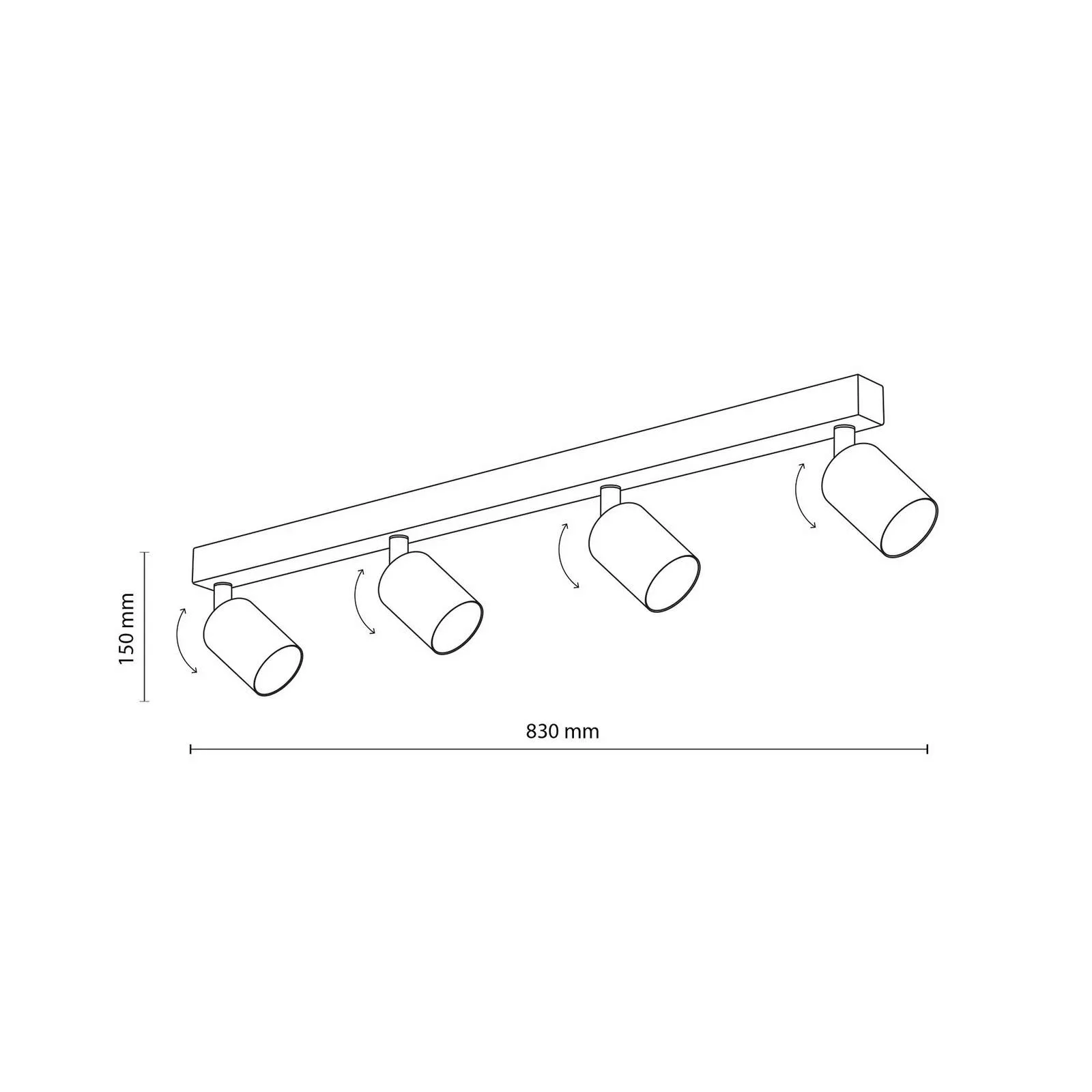 Deckenspot Top, justierbar, braun, vierflammig linear günstig online kaufen