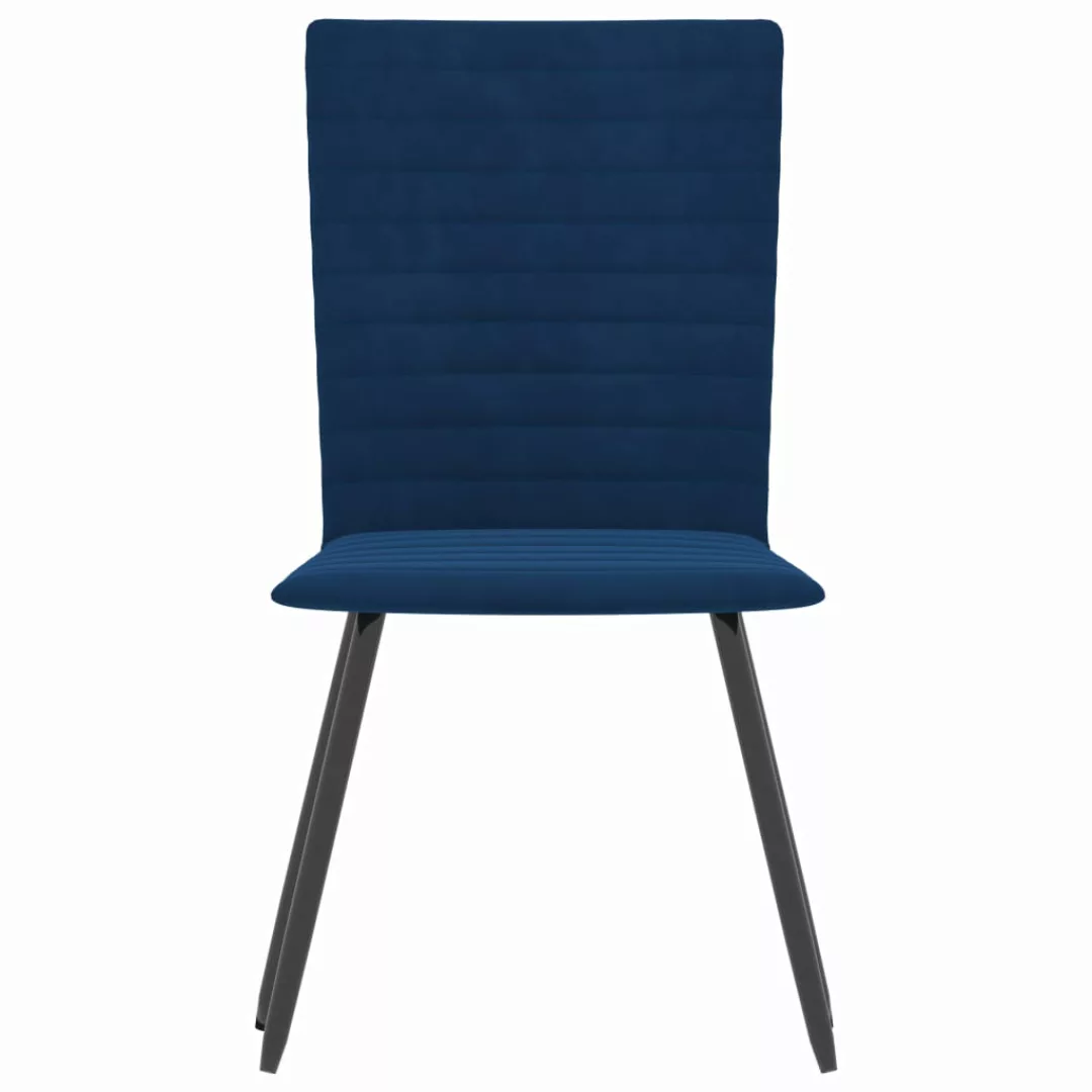Esszimmerstühle 4 Stk. Blau Samt günstig online kaufen