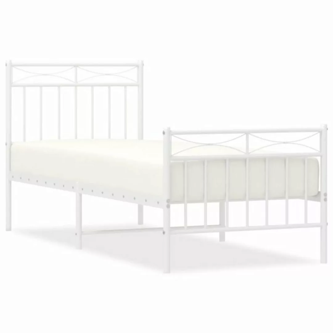 vidaXL Bett Bettgestell mit Kopf- und Fußteil Metall Weiß 80x200 cm günstig online kaufen