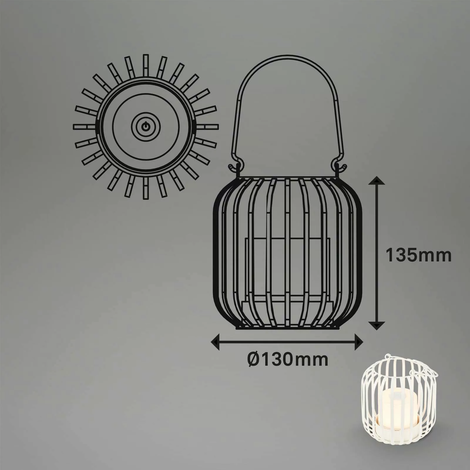 LED-Akku-Tischleuchte 7279 IP44 Metallkorb weiß günstig online kaufen