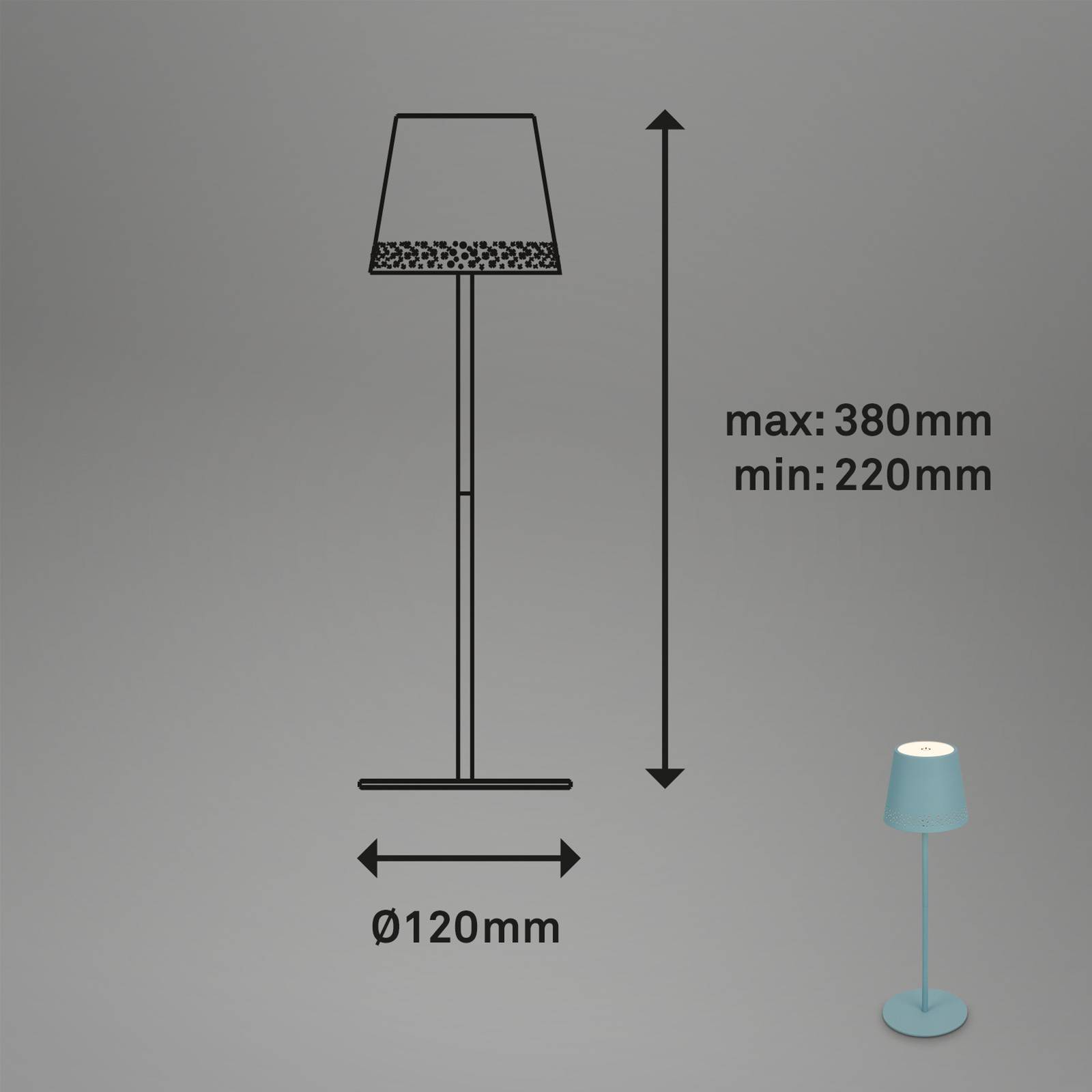 LED-Tischleuchte Kiki mit Akku 3.000K, taubenblau günstig online kaufen