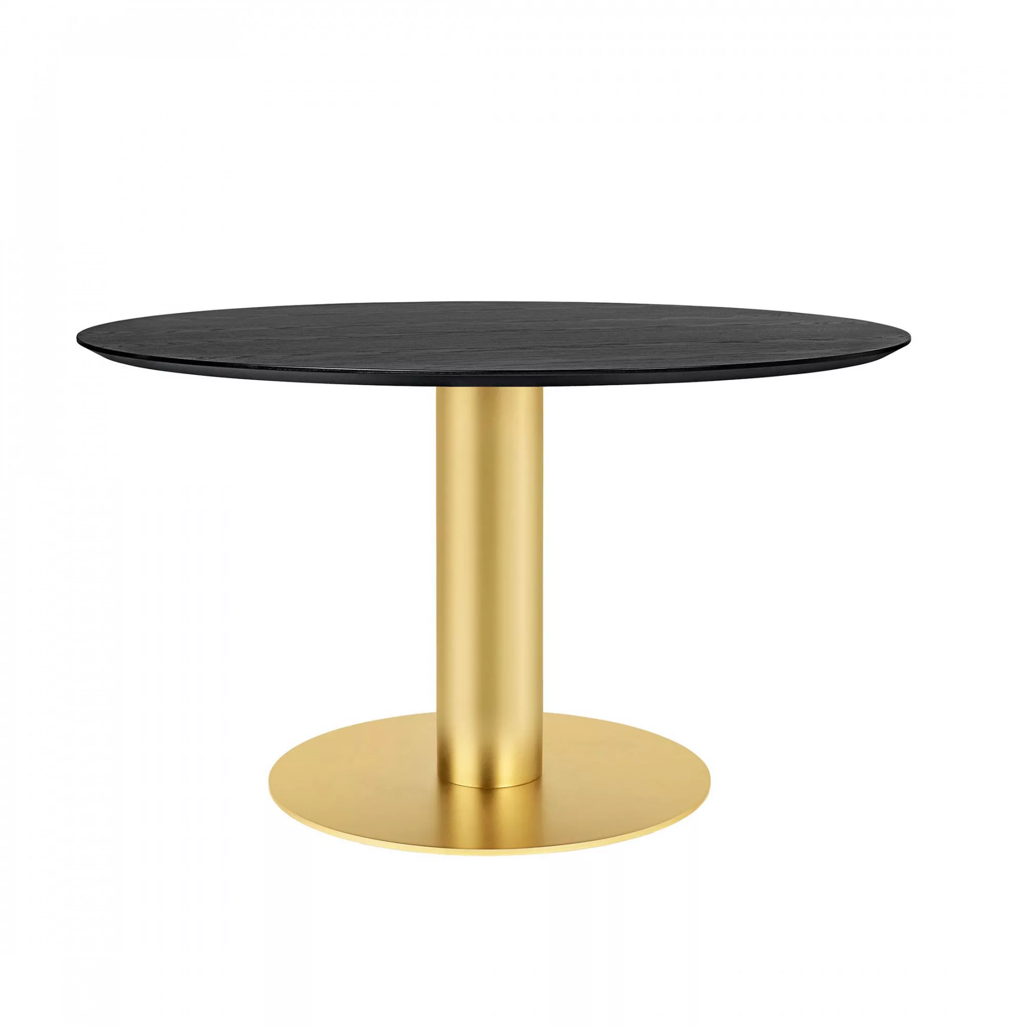 Gubi - 2.0 Dining Table Gestell Messing Ø130cm - schwarz/Tischplatte Esche/ günstig online kaufen