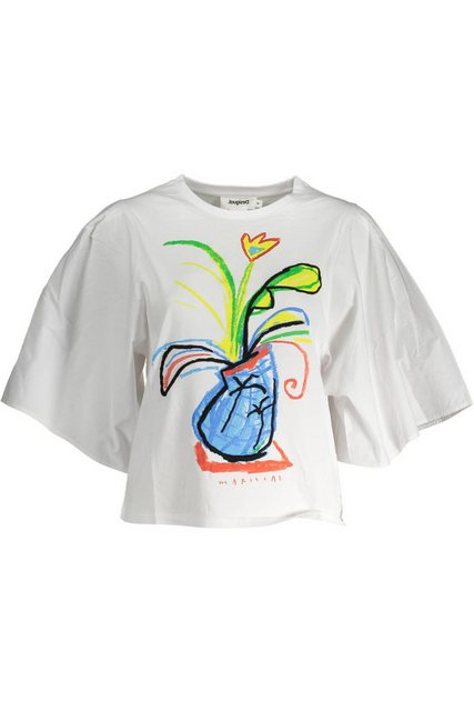 Desigual T-Shirt Damen Weißes Kurzarm T-Shirt mit Print, Stickerei günstig online kaufen