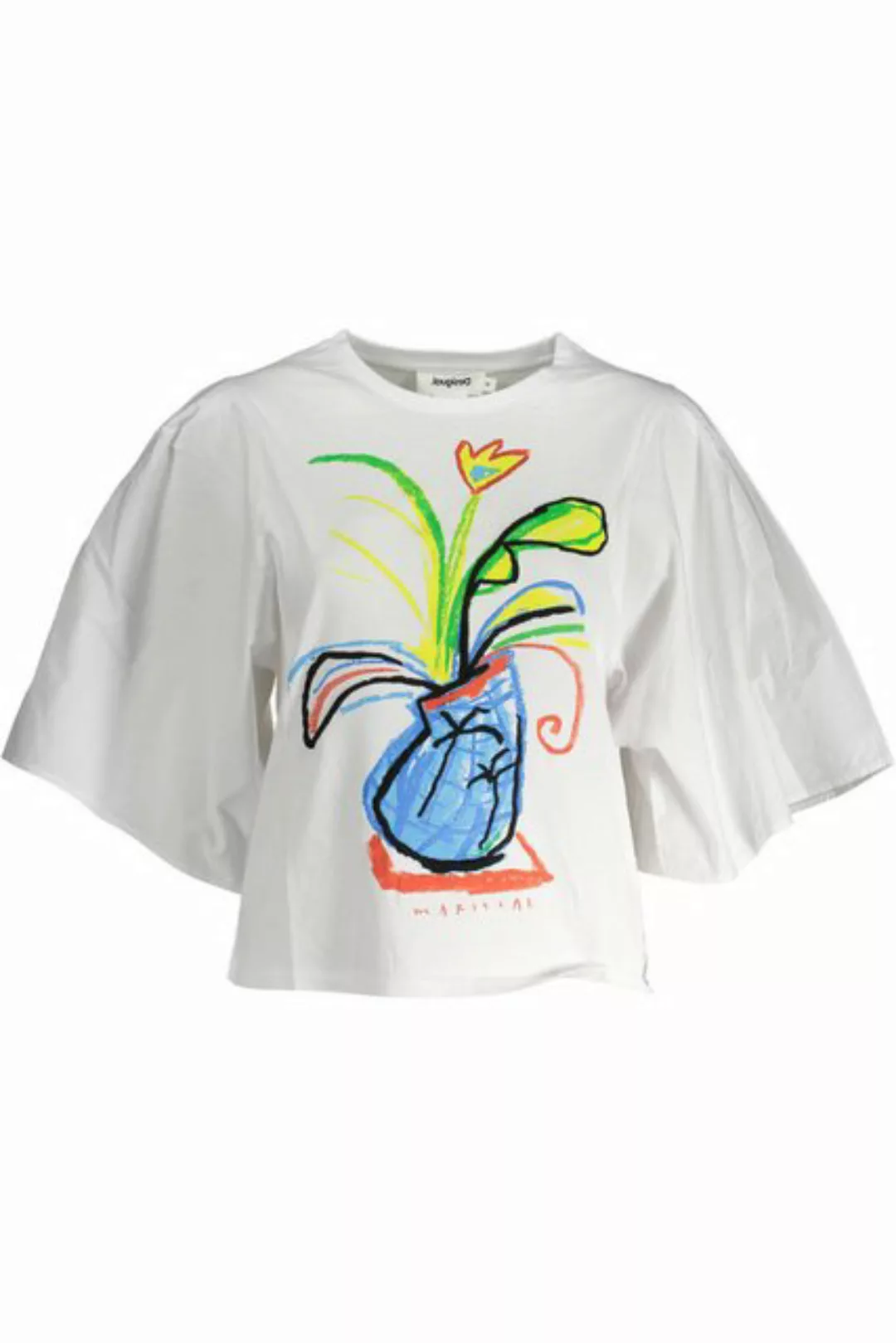 Desigual T-Shirt Damen Weißes Kurzarm T-Shirt mit Print, Stickerei günstig online kaufen