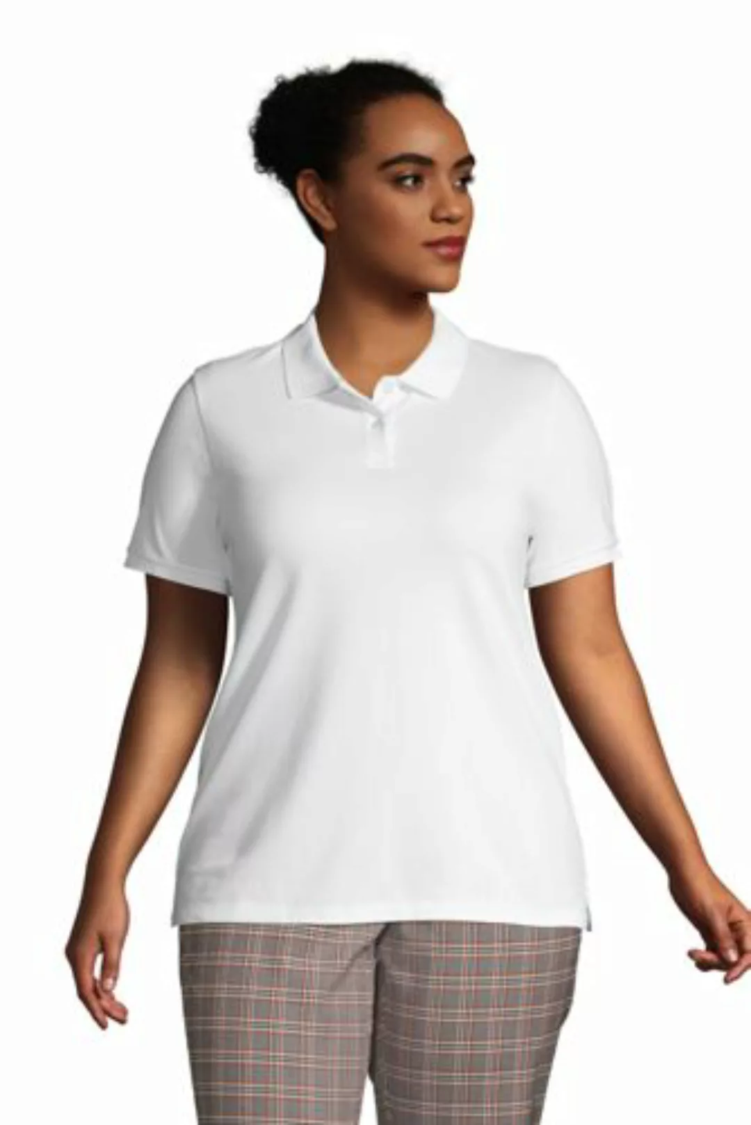 Piqué-Poloshirt in großen Größen, Damen, Größe: 56-58 Plusgrößen, Weiß, Bau günstig online kaufen