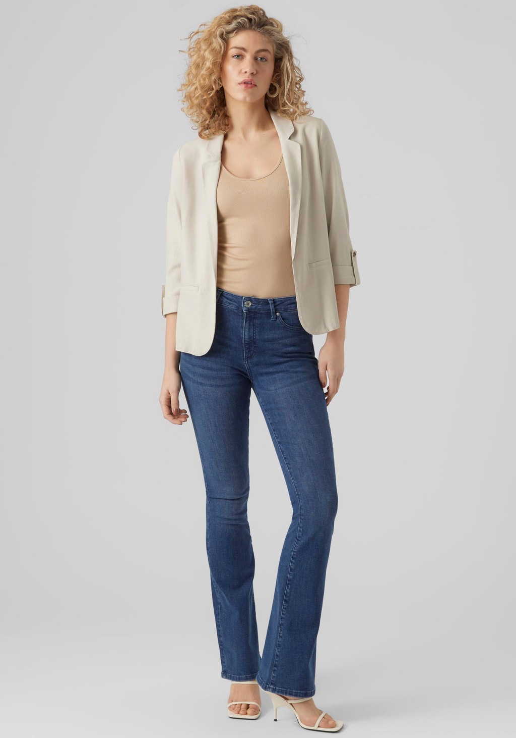 Vero Moda Kurzblazer VMJESMILO 3/4 LOOSE BLAZER WVN GA NOOS mit Leinen günstig online kaufen