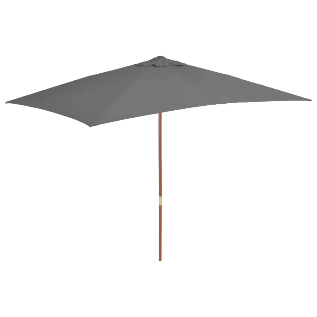 Sonnenschirm Mit Holz-mast 200×300 Cm Anthrazit günstig online kaufen