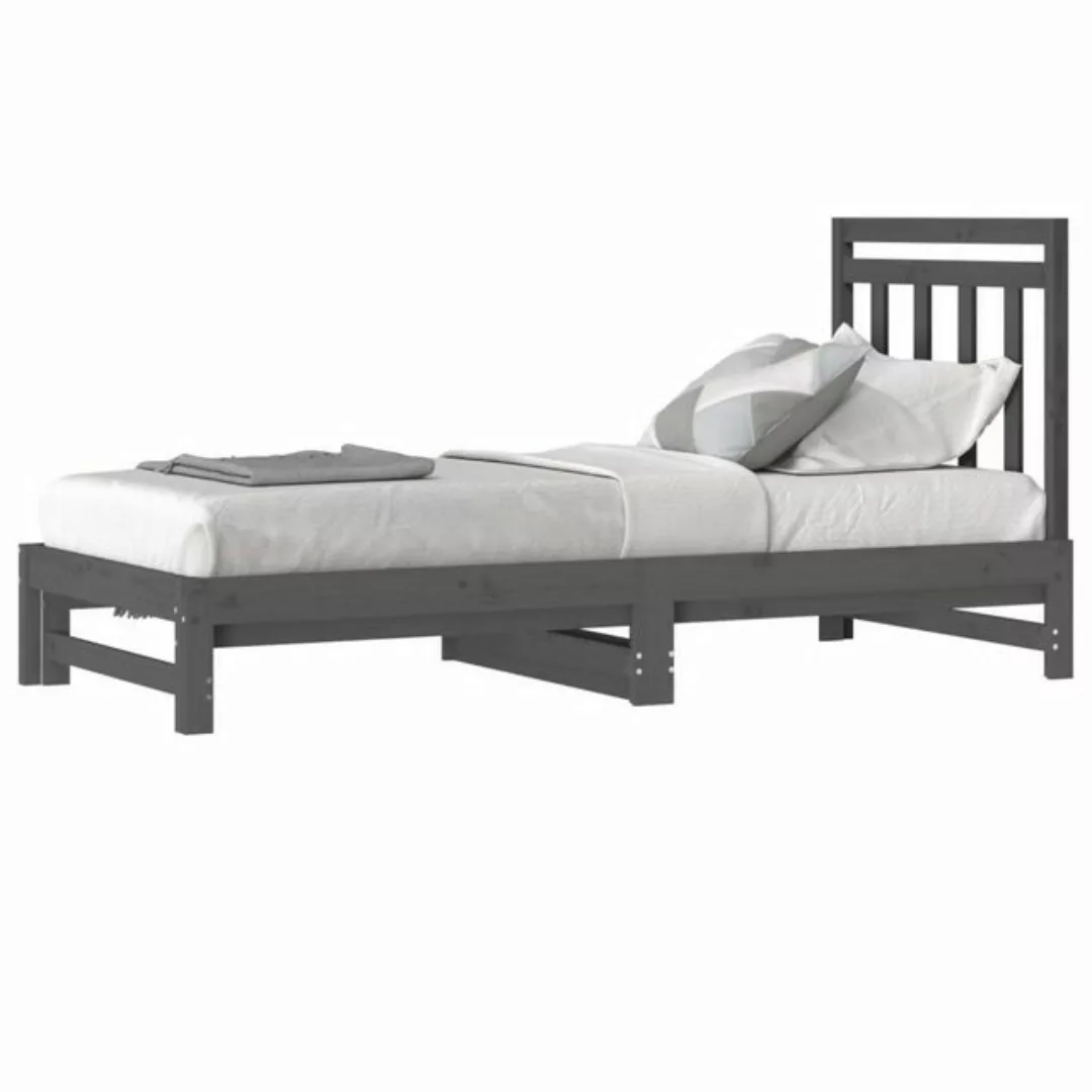 furnicato Bett Tagesbett Ausziehbar Grau 2x(90x200) cm Massivholz Kiefer (1 günstig online kaufen