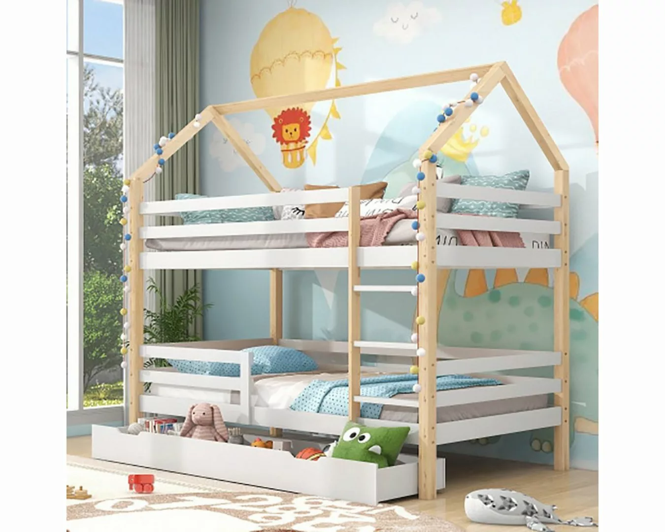 DOTMALL Bett Ein- und Aussteigen, Doppelbett, hausförmiges Kinderbett günstig online kaufen