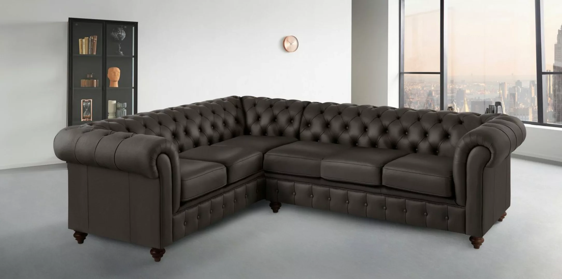 Home affaire Chesterfield-Sofa Chesterfield Ecksofa, auch in Leder L-Form, günstig online kaufen