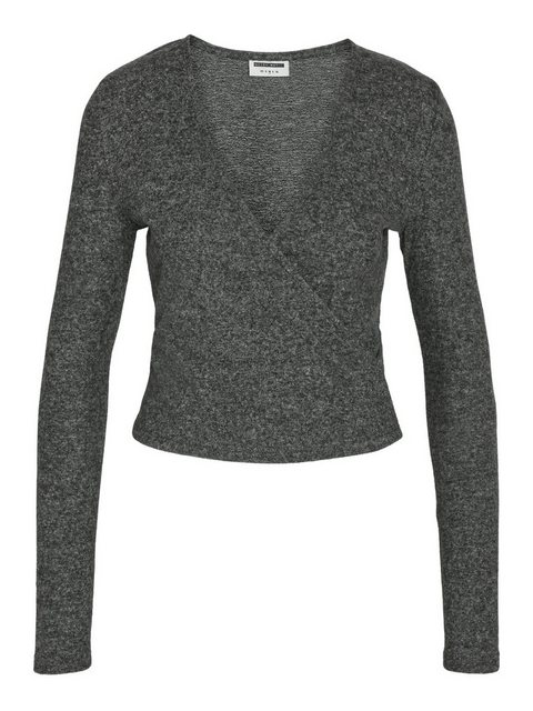 Noisy may Shirttop Top V-Neck Wrap Langarm Regular Fit 8144 in Dunkelgrau günstig online kaufen