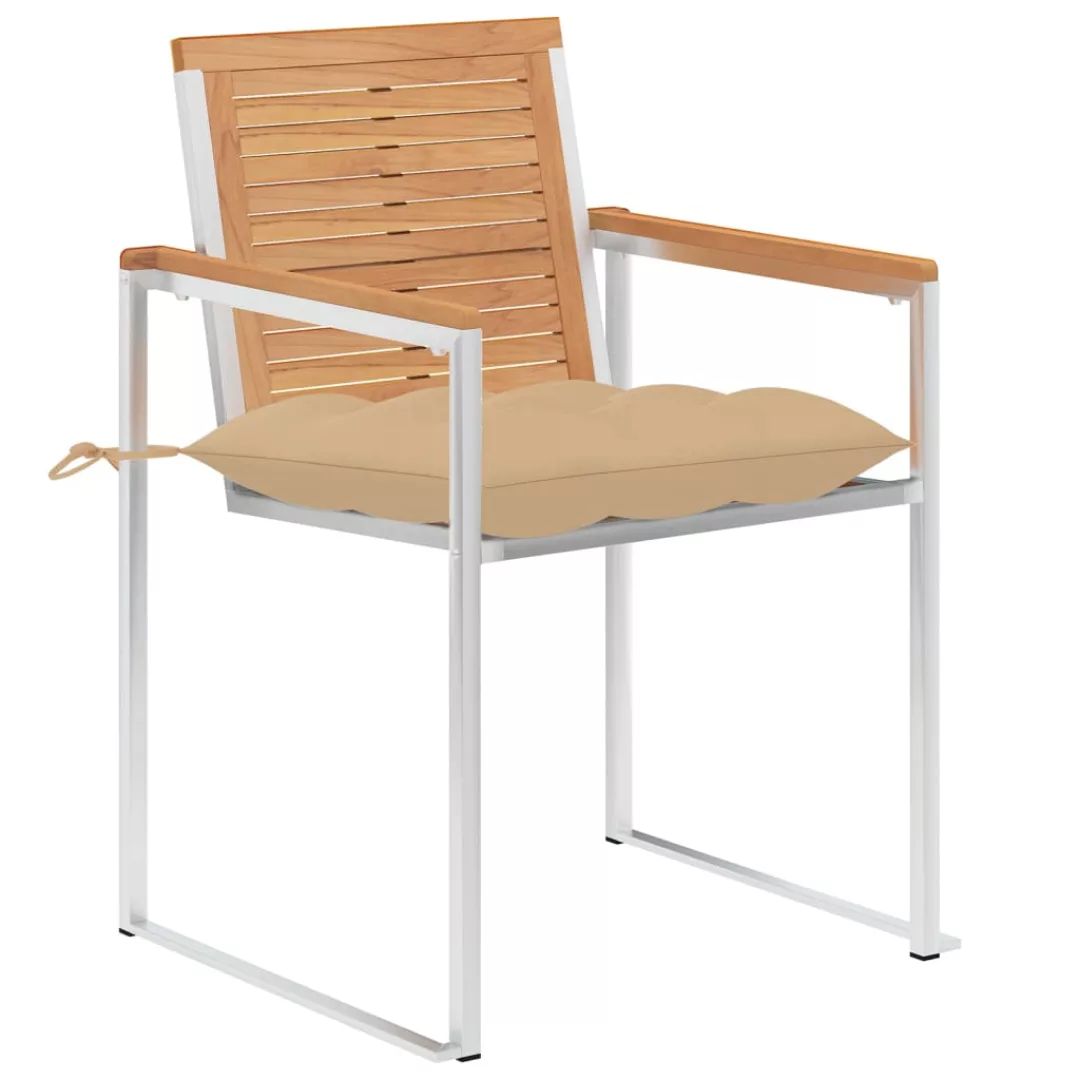 Gartenstühle 8 Stk. Mit Kissen Massivholz Teak günstig online kaufen
