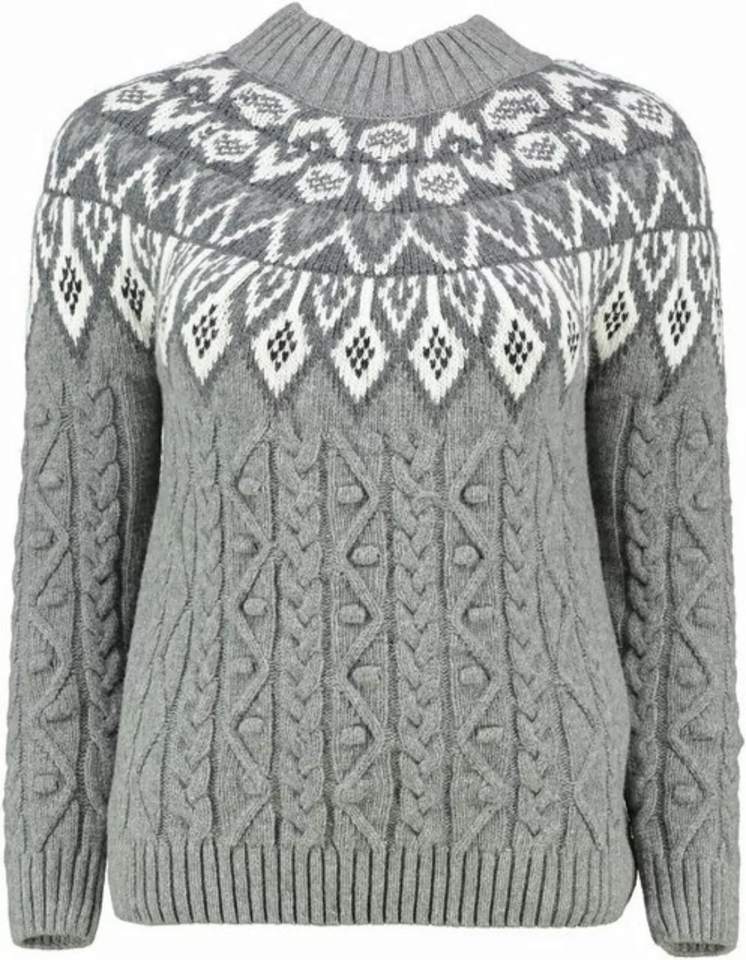 FELICITAS Strickpullover FELICITAS Pullover grau im aufwendigen Norweger-St günstig online kaufen