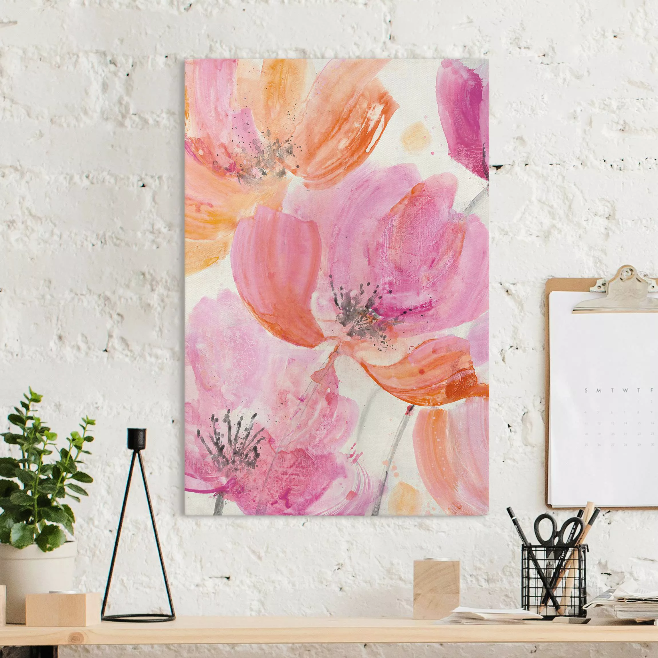 Leinwandbild Aquarell Blütentraum Rosa günstig online kaufen