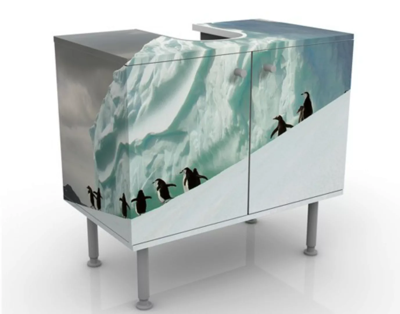 Waschbeckenunterschrank Tiere Arctic Penguins günstig online kaufen